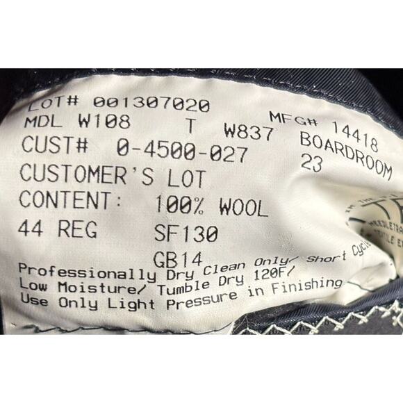 Hickey Freeman Blazer Size 44 Regular Charcoal Gray 100% Wool 2-Button Business - Picture 7 of 8